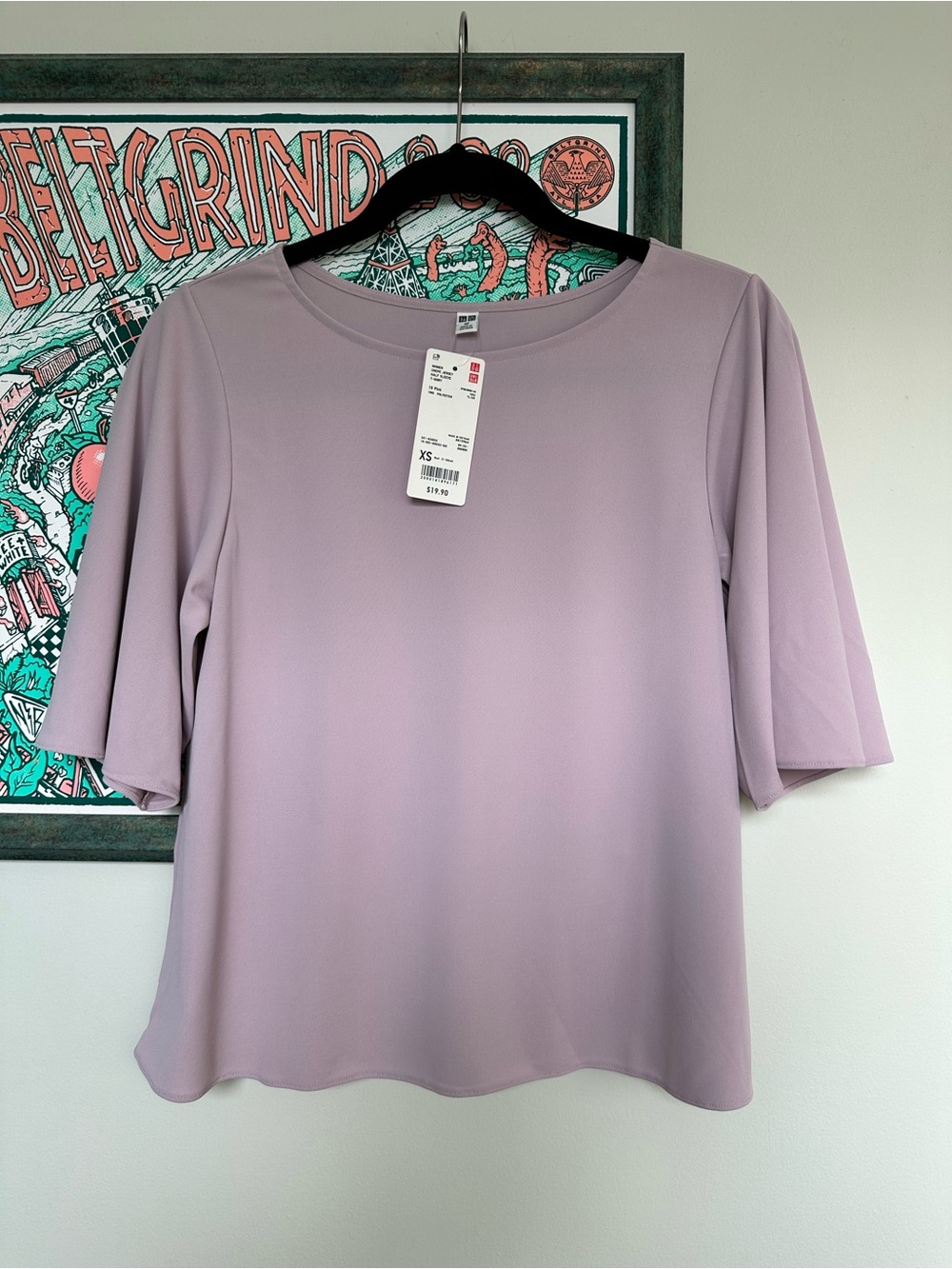 NWT Uniqlo Purple Pink Crepe Jersey Half Sleeve Blouse T-Shirt Women’s Size XS